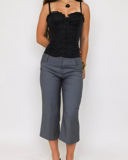 Grey Pinstripe Capris | Size 4