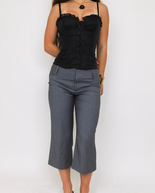 Grey Pinstripe Capris | Size 4