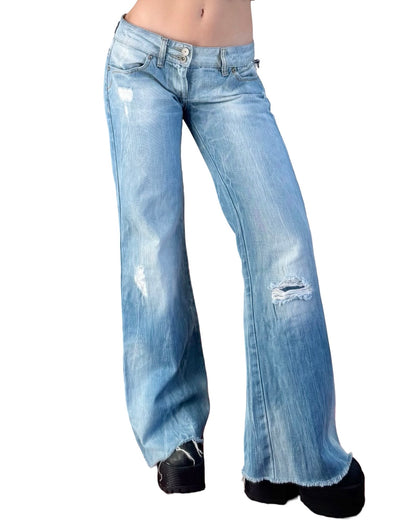 TRF Low-Rise Distressed Wide Leg Jean | Size 4