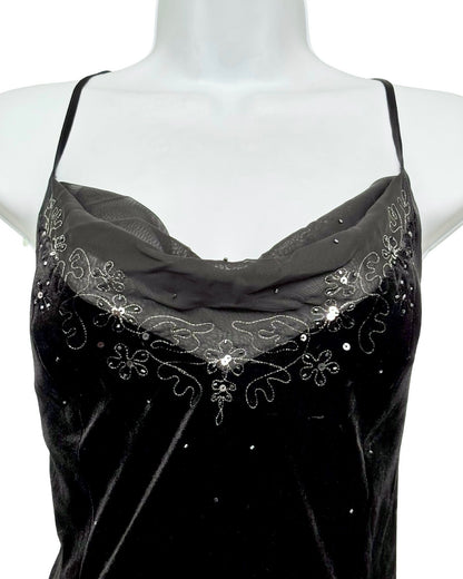 Dave & Johnny 90's Velvet Drop Back Maxi Dress | Size L/XL