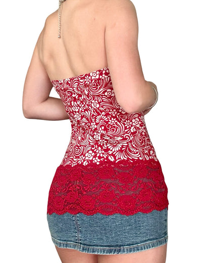 Vixen 00's Lace Hem tube Top | Size M