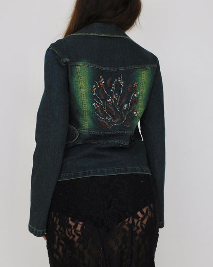 Y2K Denim Beaded Jacket | Size M