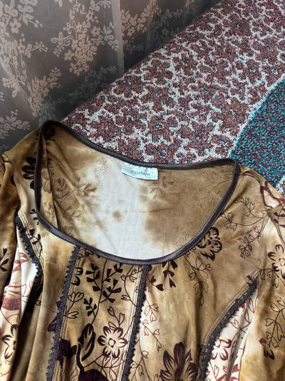 Y2K Velvet Print Top | Size L