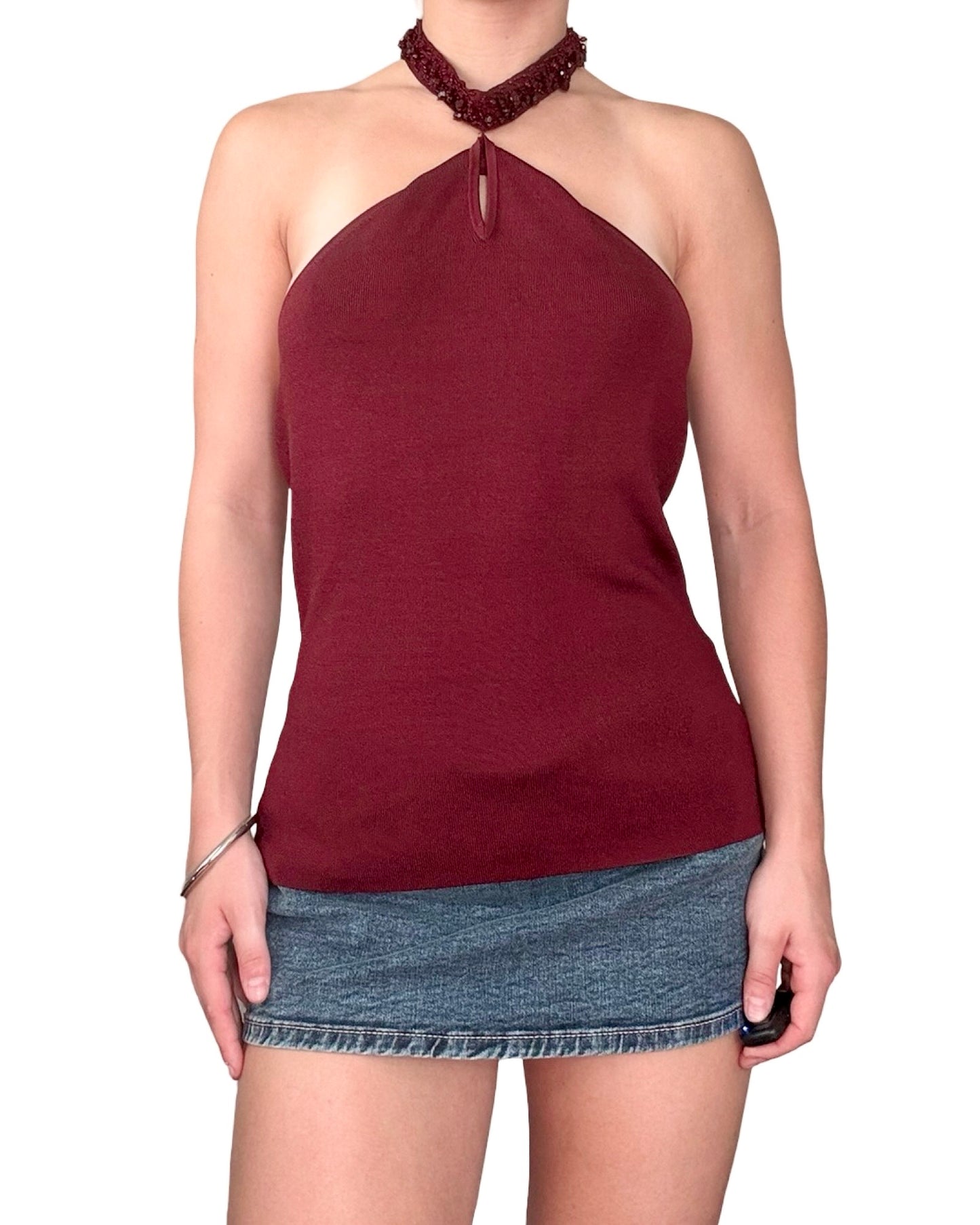 Ann Taylor 90’s Beaded Halter Top | Size S/M
