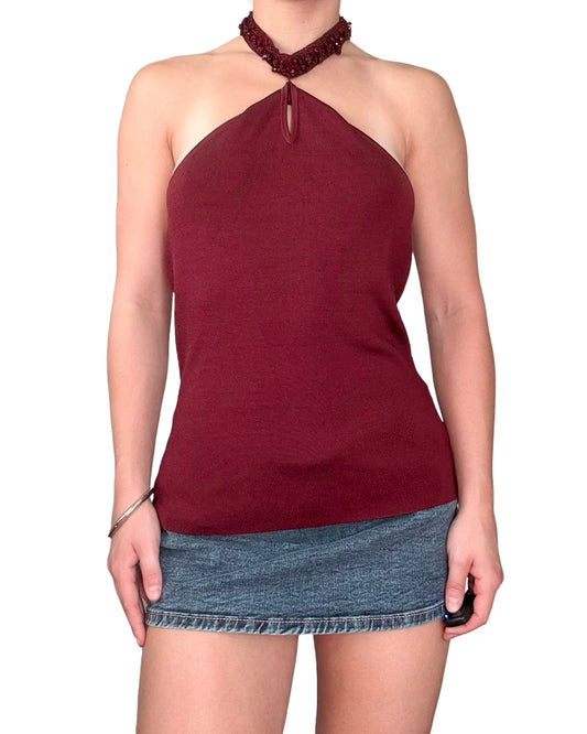 Ann Taylor 90’s Beaded Halter Top | Size S/M