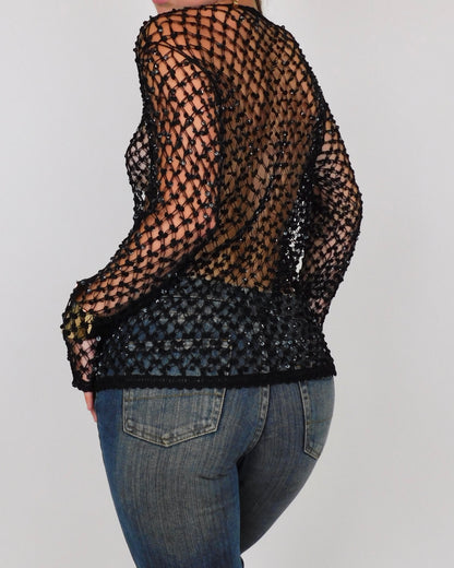 Vintage Mesh Sequin Cardigan | Size M