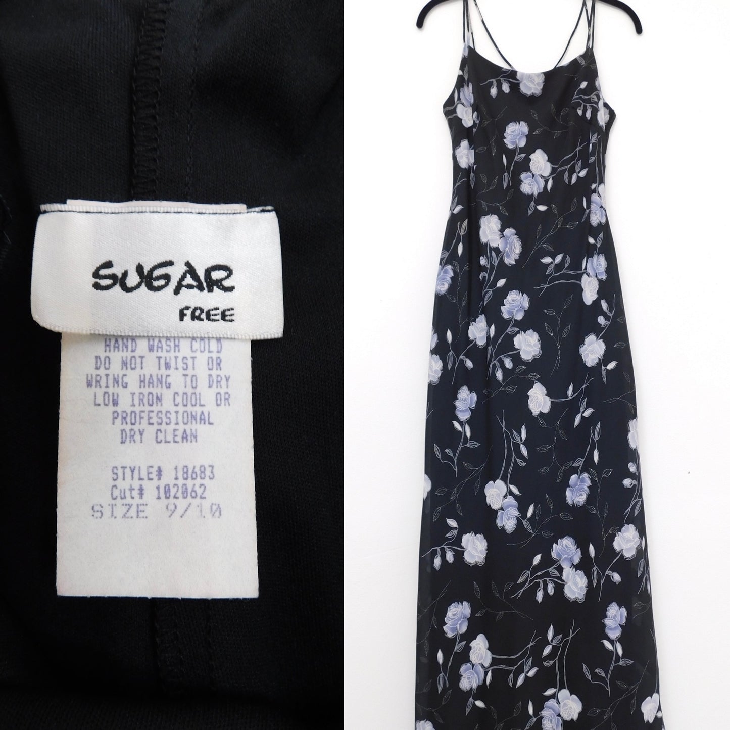 90’s Blue Floral Maxi Dress | Size 9/10