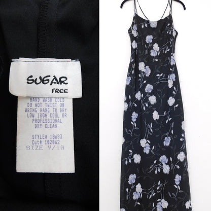 90’s Blue Floral Maxi Dress | Size 9/10