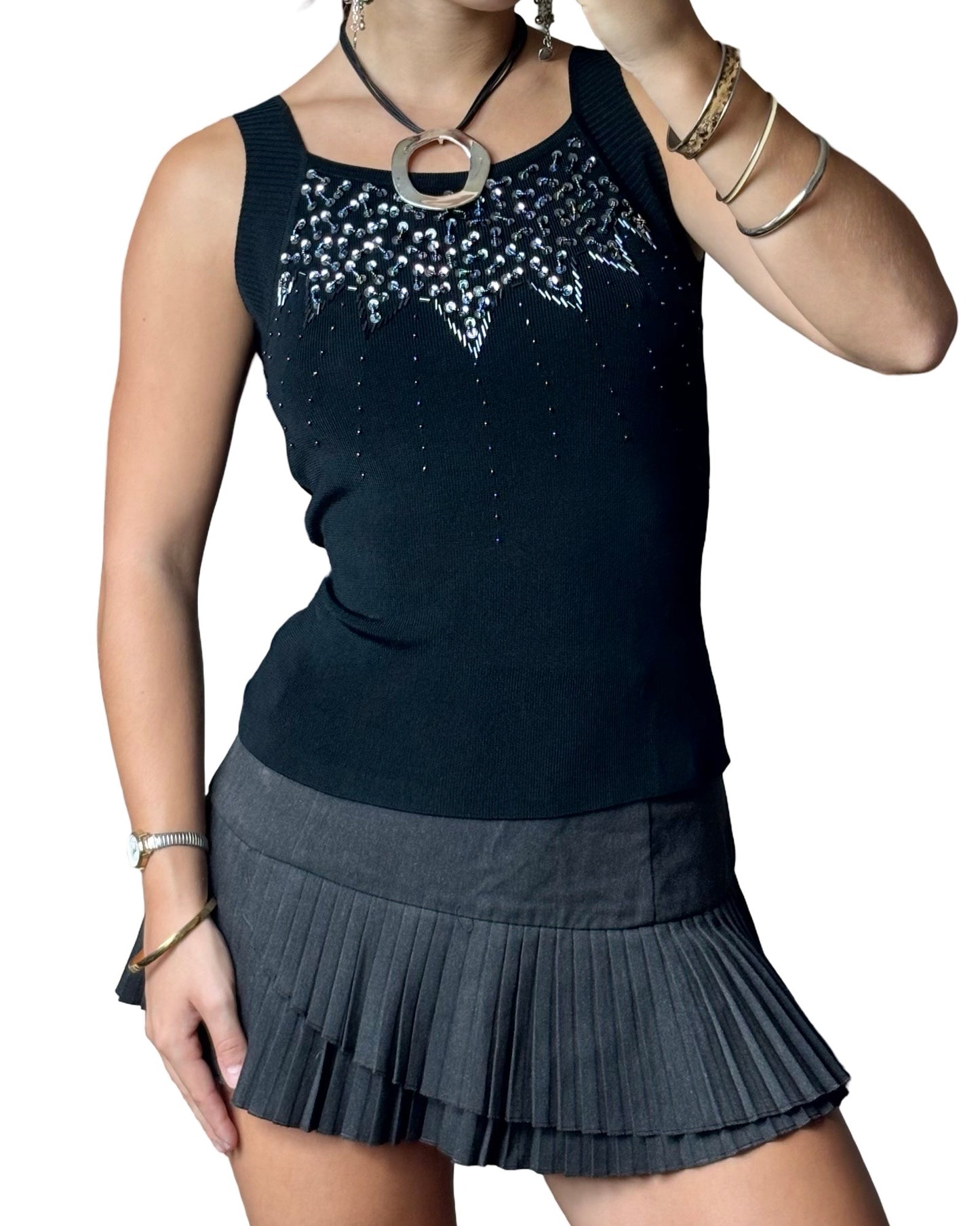Beaded 90’s Knit Tank | Size S/M