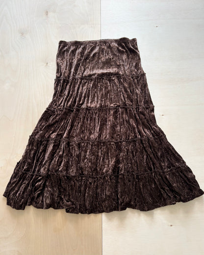 Mixit Y2K Brown Velvet Skirt | Size 32”-36” waist