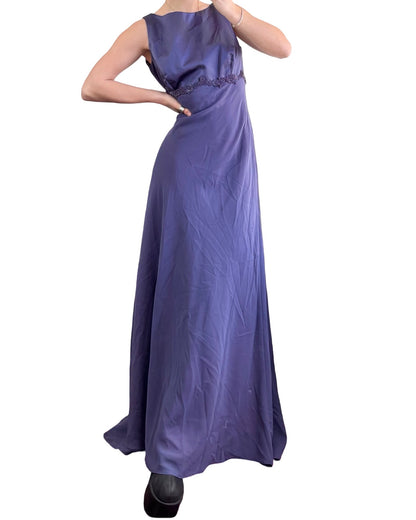 Purple 90's Embellished Mesh Gown | Size 9/10