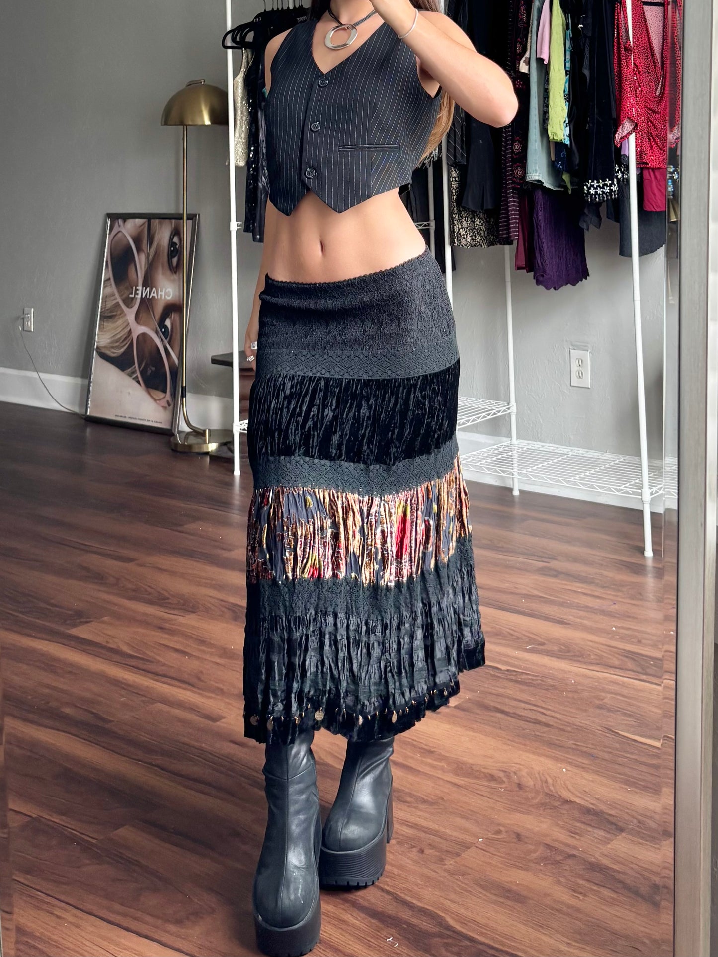 Floral 90's Tiered Skirt | Size 26" Waist