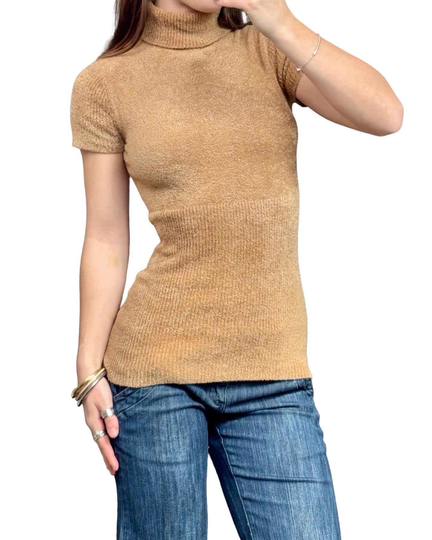 Camel 90's Nylon Knit Top | Size S