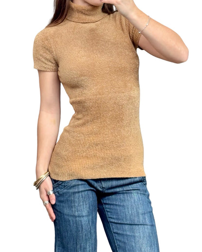 Camel 90's Nylon Knit Top | Size S