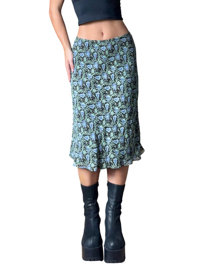 Blue 90’s Midi Skirt | Size 28” Waist