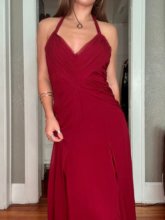 Ruched 00's Silk Dress | Size 4