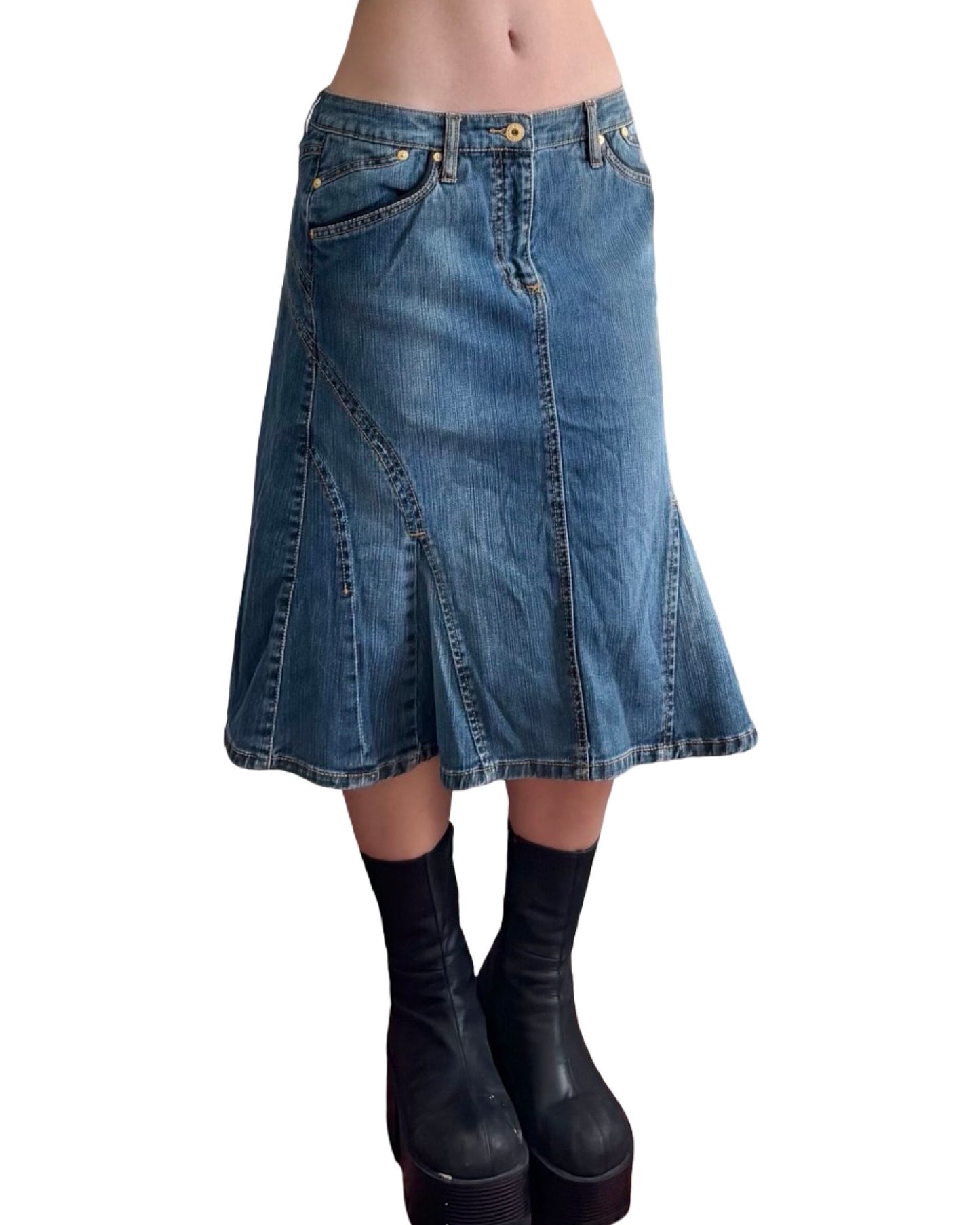 Jeanstar 00's Denim Midi Skirt | Size 31" Waist