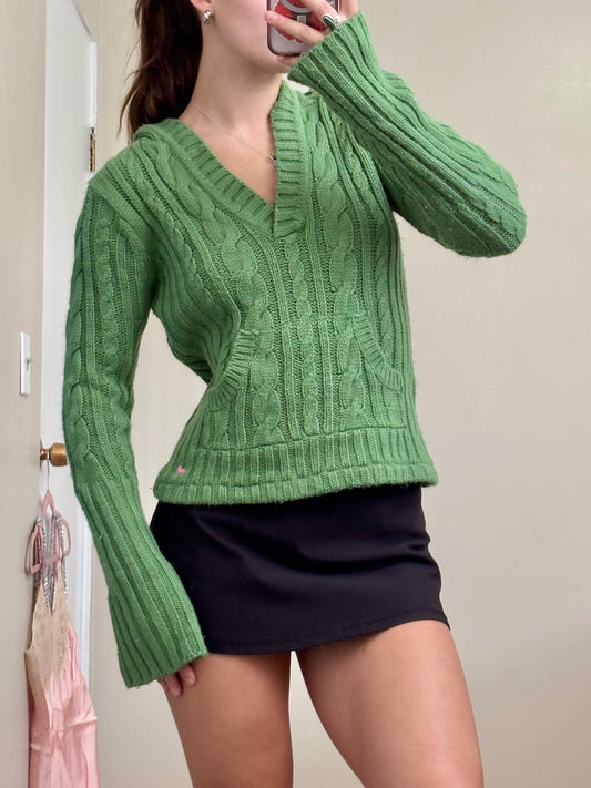 Green 00's Knit Hoodie | Size L