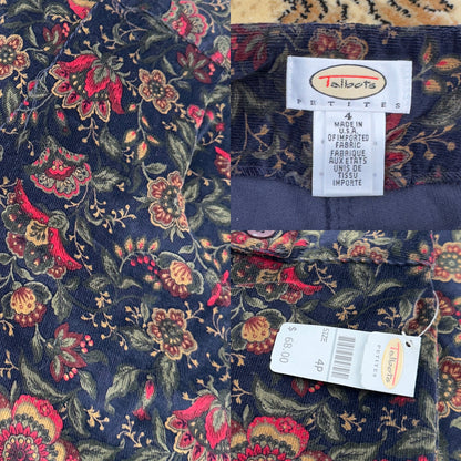 Floral Corduroy Trousers | Size US 4