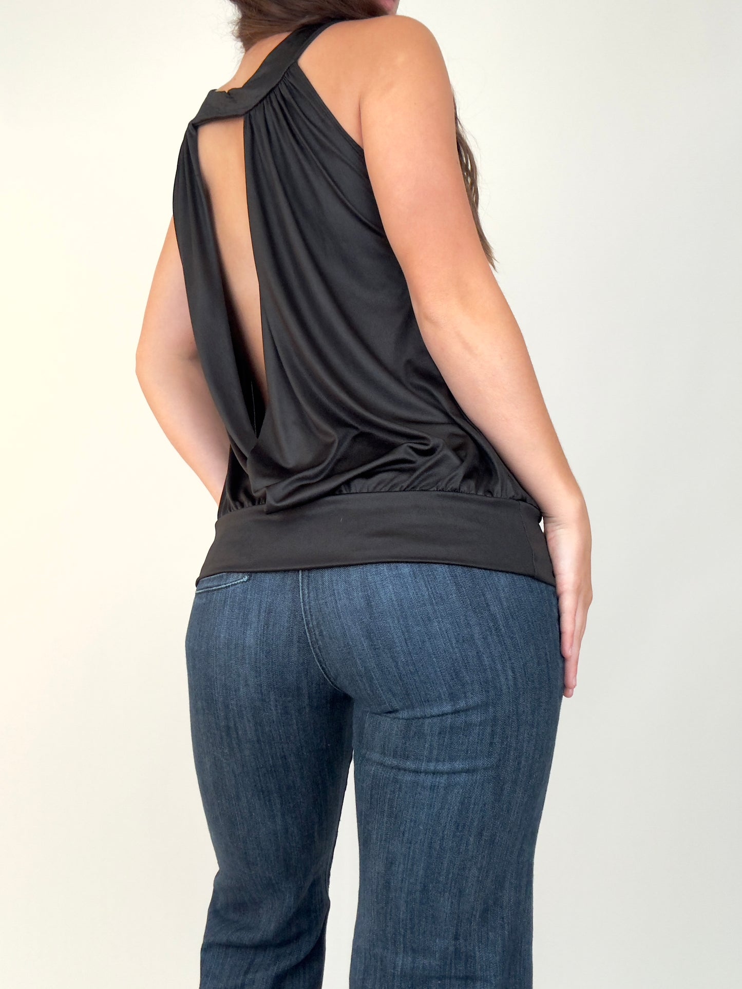 Black Plunge Blouse | Size M