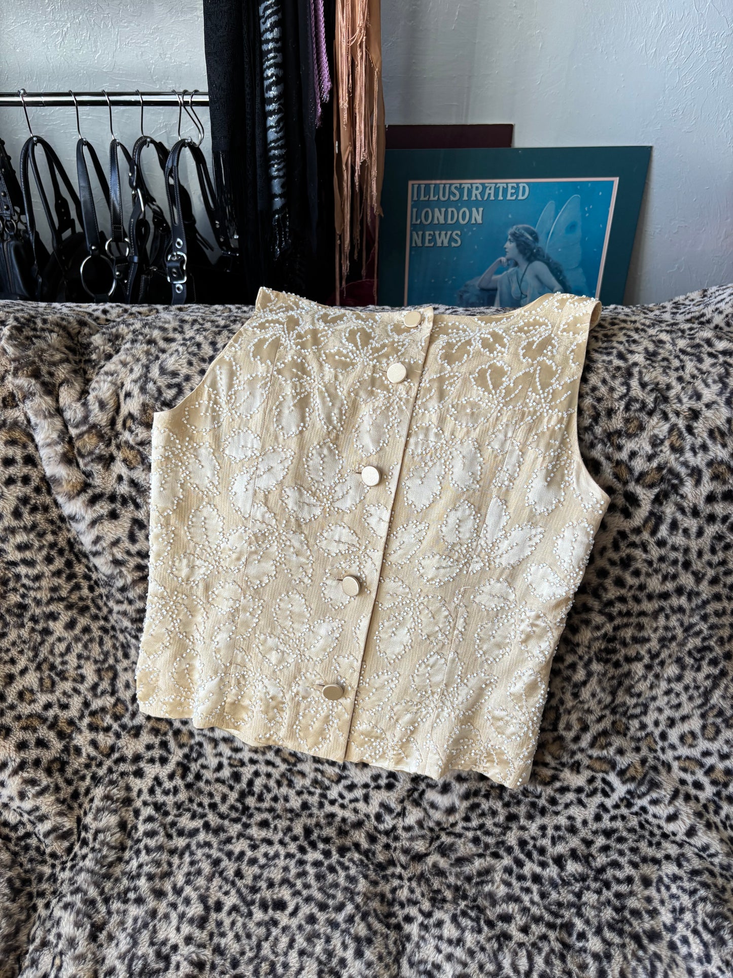 Beaded 90's 100% Silk Top | Size S
