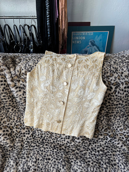 Beaded 90's 100% Silk Top | Size S