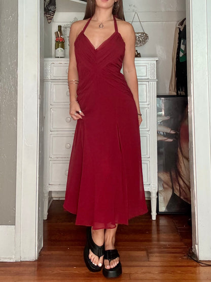 Ruched 00's Silk Dress | Size 4