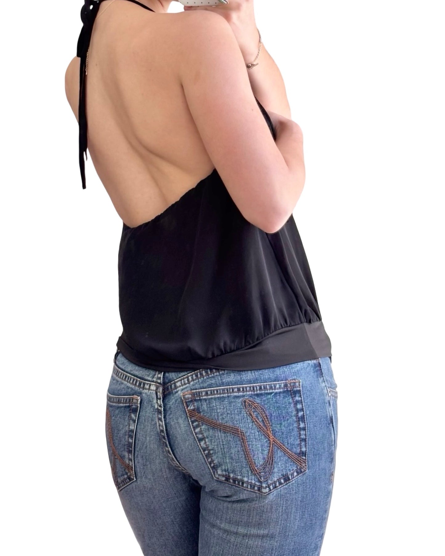 Bebe 00's Fringe Halter Top | Size M/L