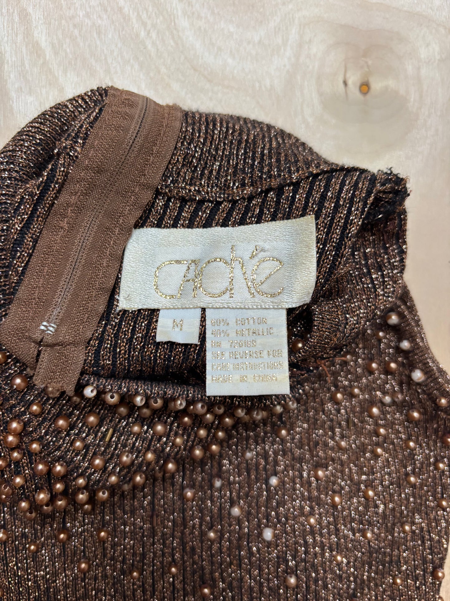 Cache 90’s Beaded Knit Top | Size M