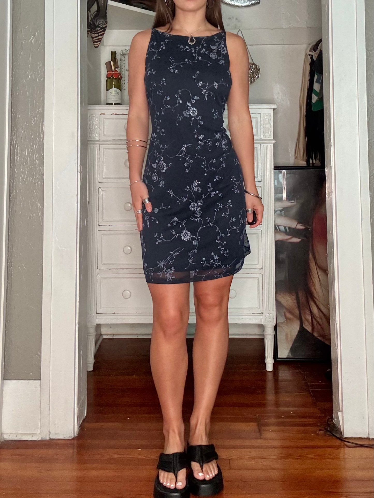 Mesh 90's Boat Neck Dress | Size M