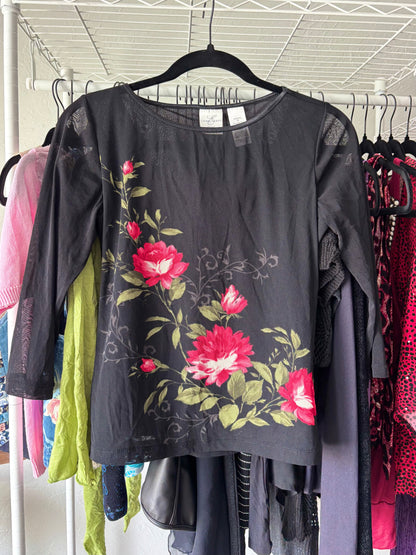 Floral 00's Mesh Top | Size M