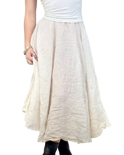 World 80's Linen Midi Skirt | Size 24" Waist
