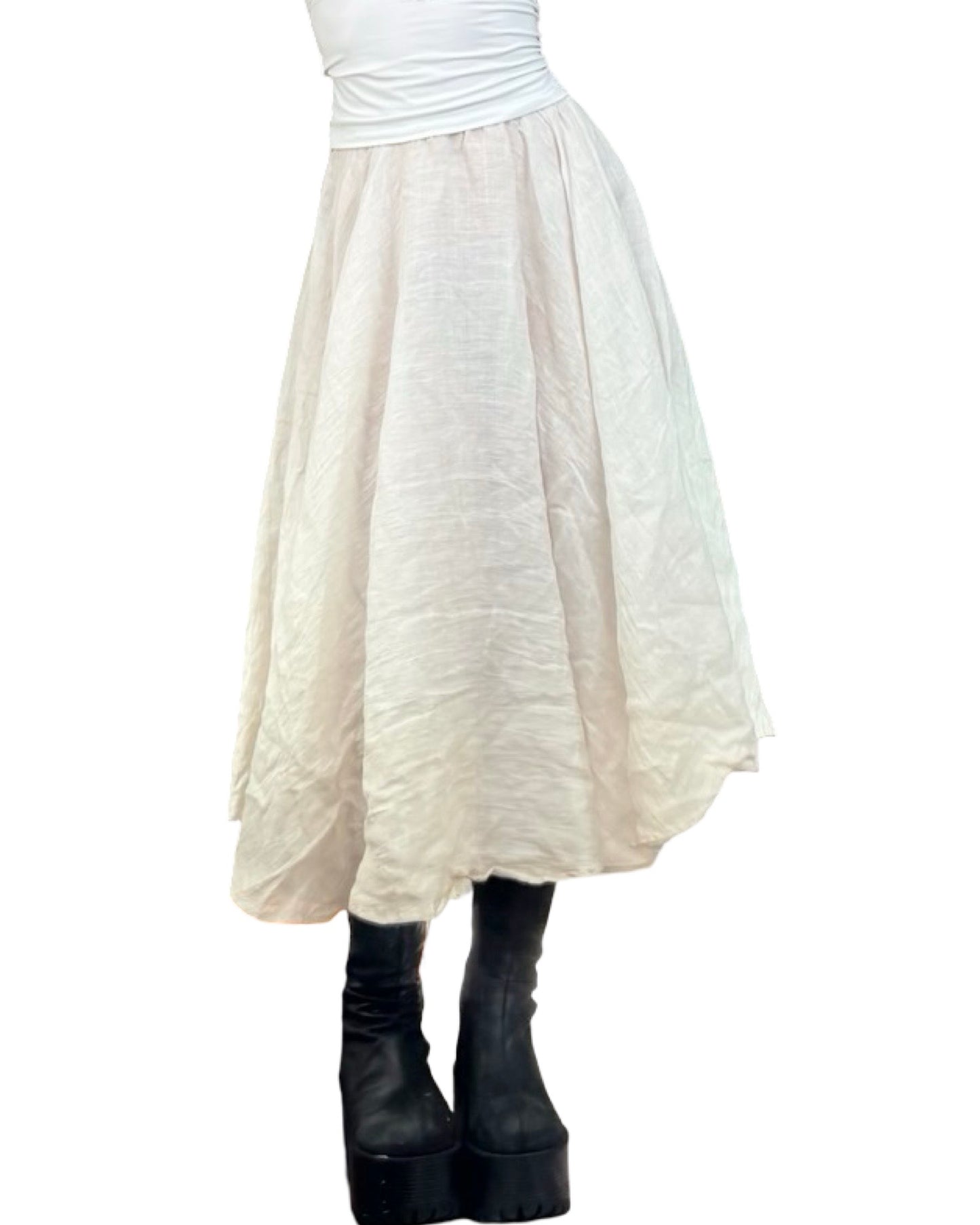 World 80's Linen Midi Skirt | Size 24" Waist