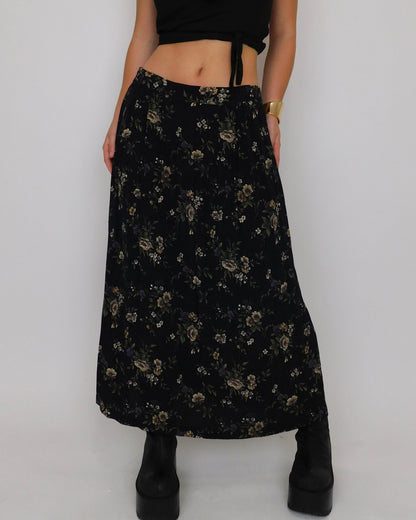 90’s Floral Pleated Maxi Skirt | Size 10
