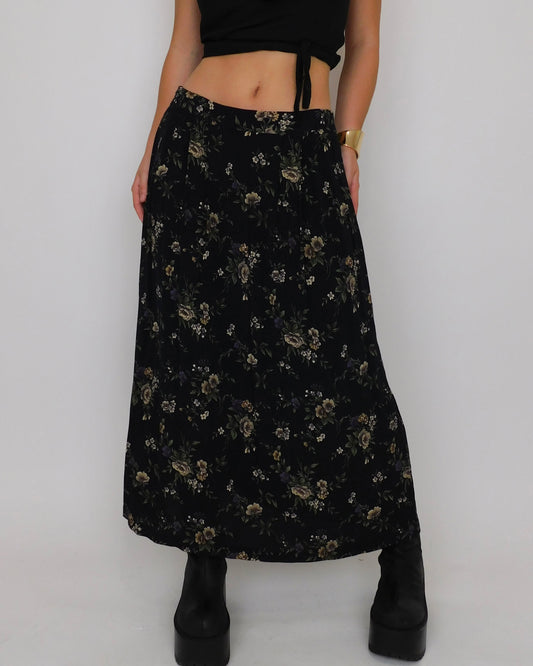 90’s Floral Pleated Maxi Skirt | Size 10