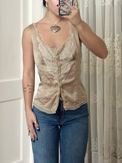 Y2K Silk Lace Top | Size M