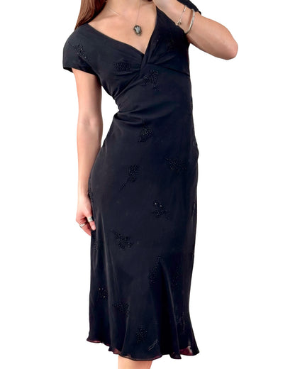 Jones New York 90's Silk Beaded Dress | Size 8