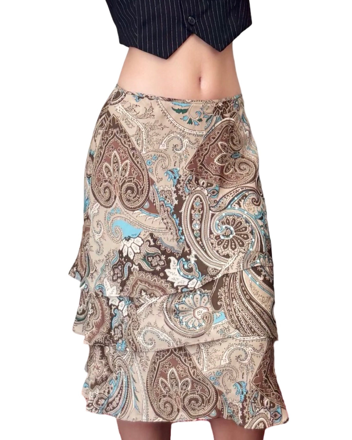 Tiered 00's Silk Skirt | Size 28" Waist