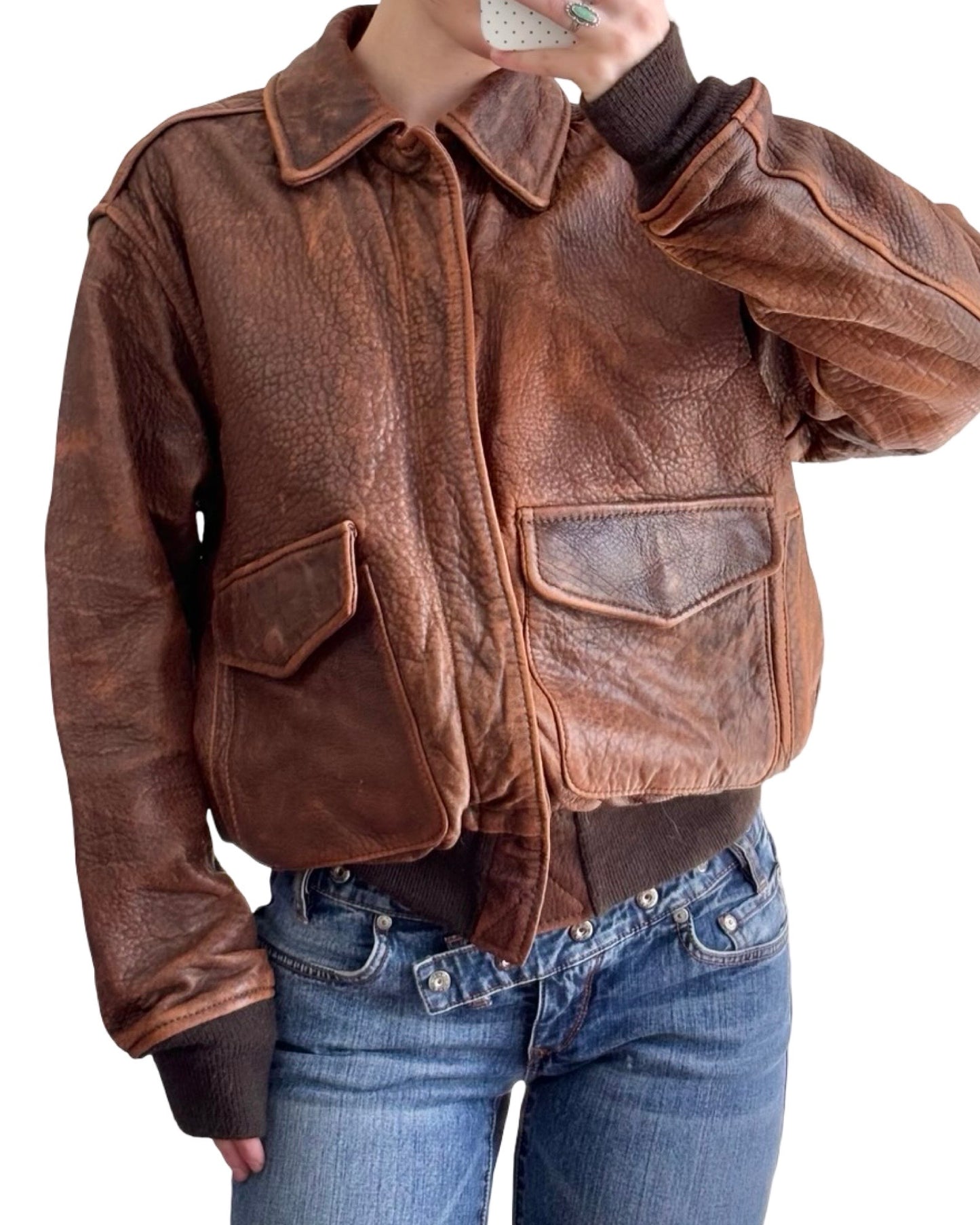 Branded 90's Leather Racing Jacket | Size S