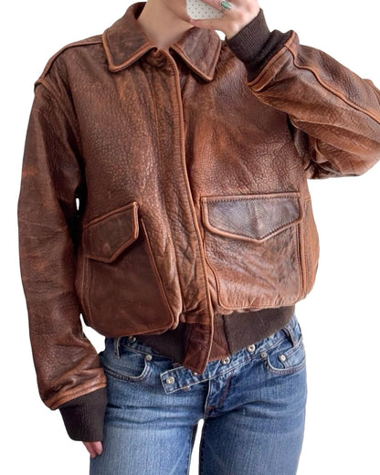 Branded 90's Leather Racing Jacket | Size S