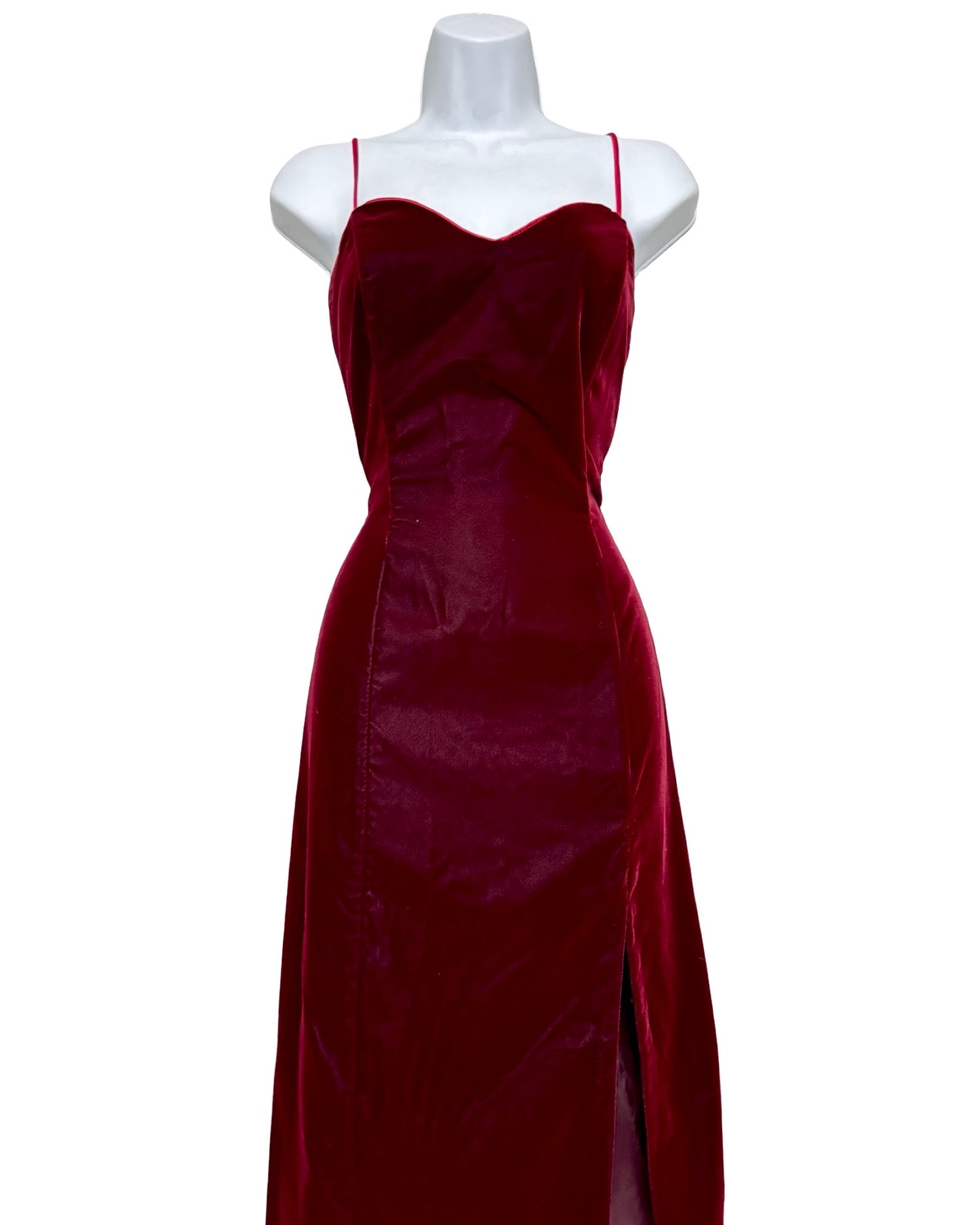LA Burgundy 90's Velvet Maxi Dress | Size M