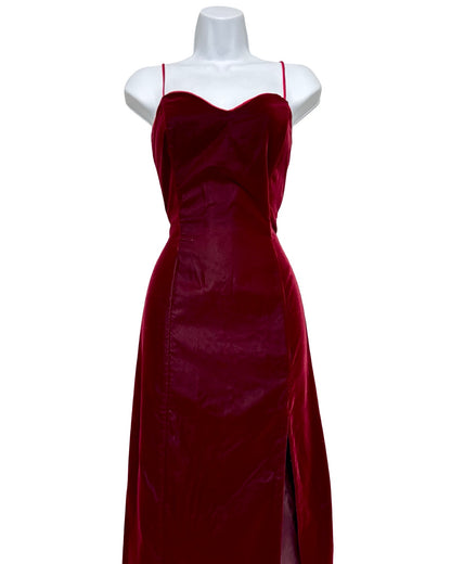 LA Burgundy 90's Velvet Maxi Dress | Size M