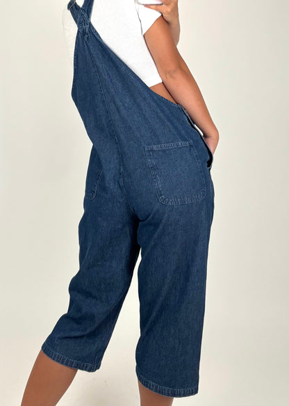 Floral Denim Overalls | Size M