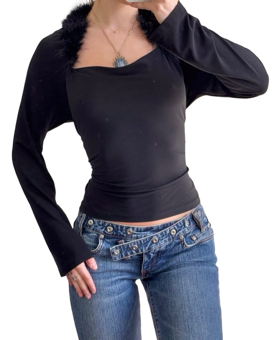 Comma 90's Feather Trim Top | Size XL