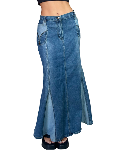 Contrast Denim Maxi | Size 34” waist