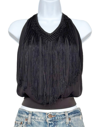 Bebe 00's Fringe Halter Top | Size M/L