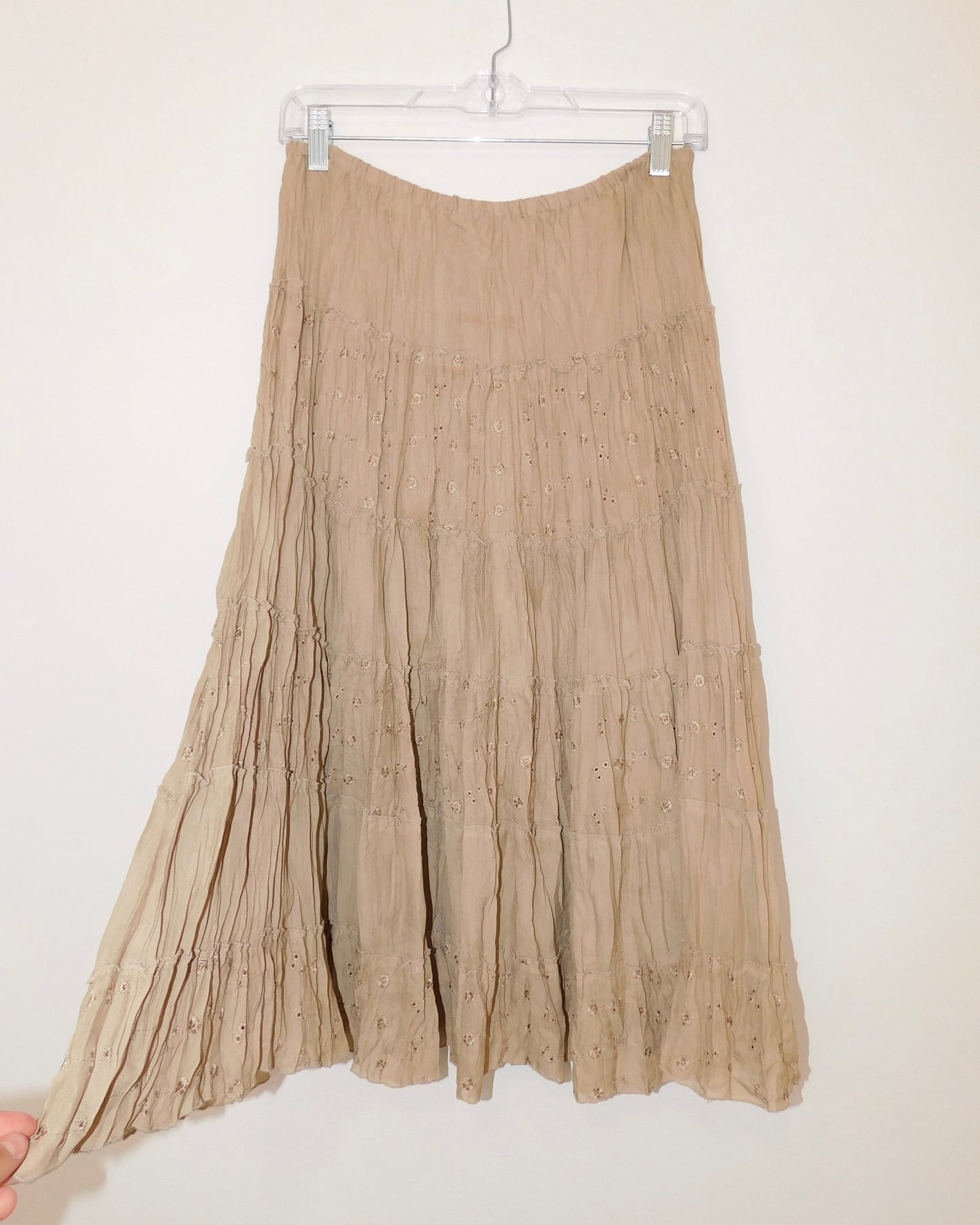 Y2K Tan Tiered Maxi Skirt | Size M