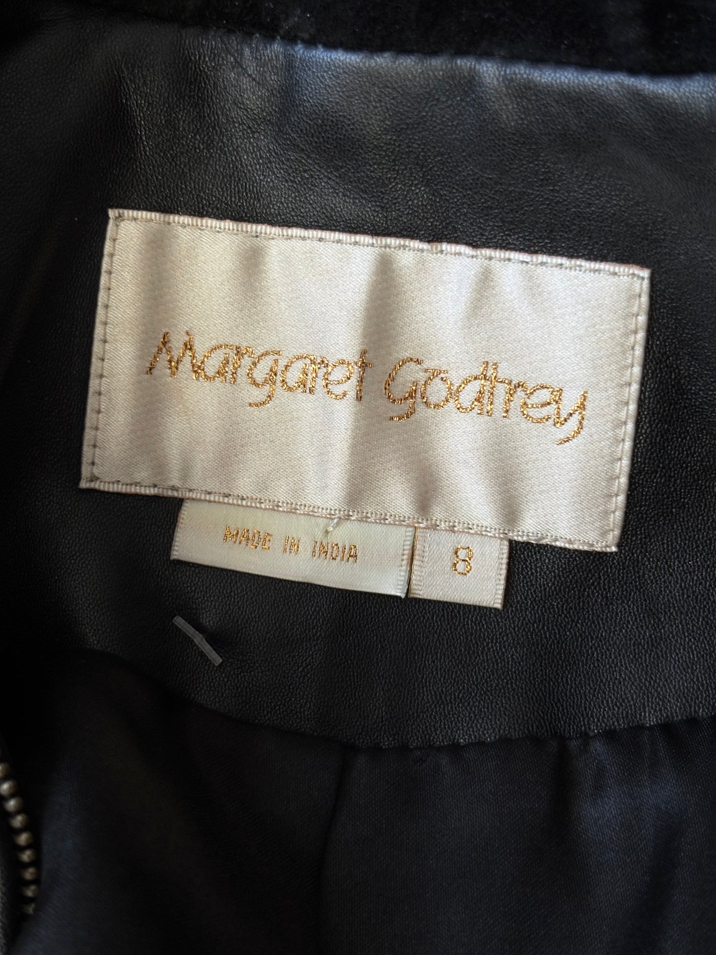 Flower Detail 90's Leather Jacket | Size M