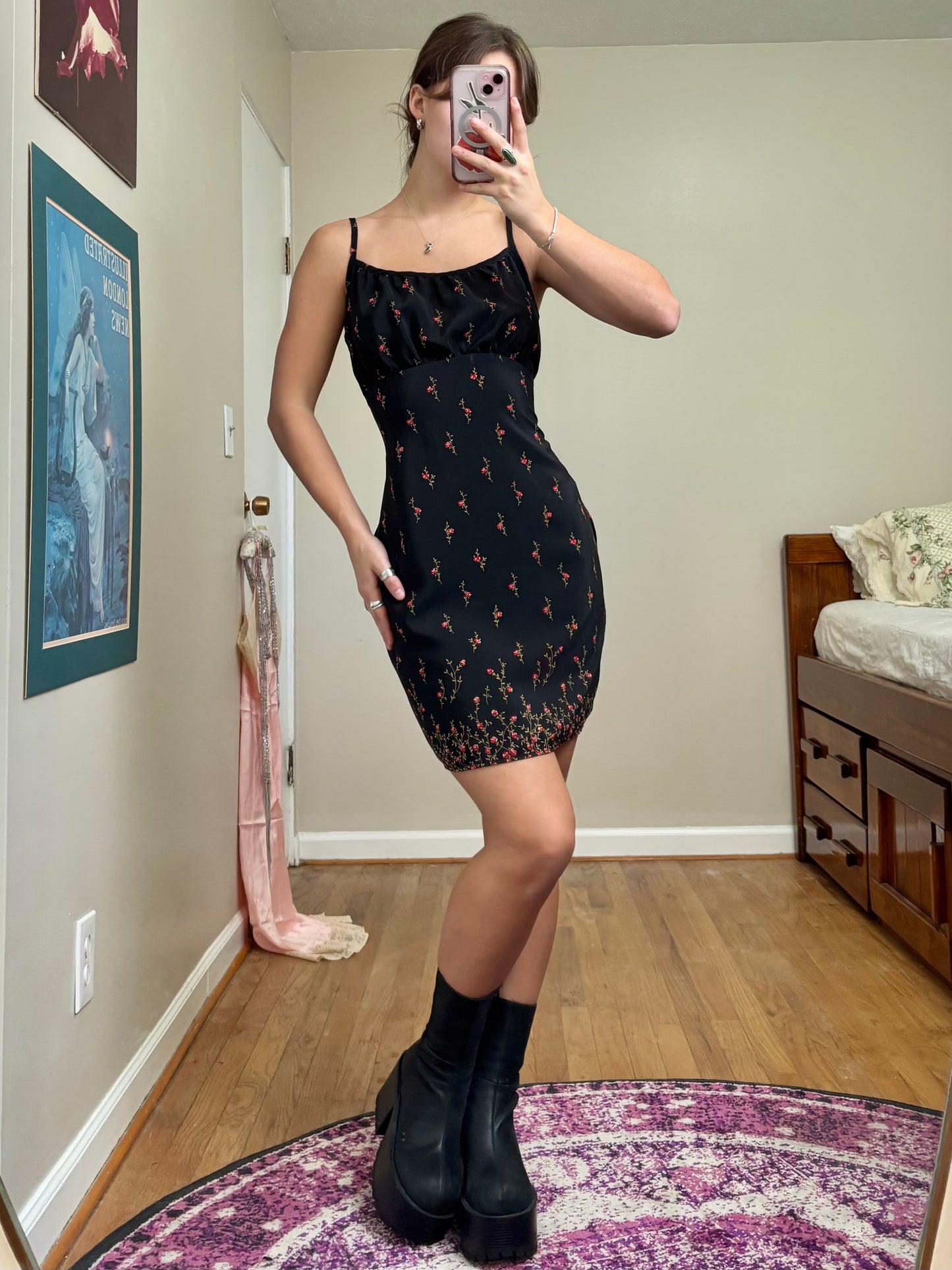 Floral 90's Mini Dress | Size M