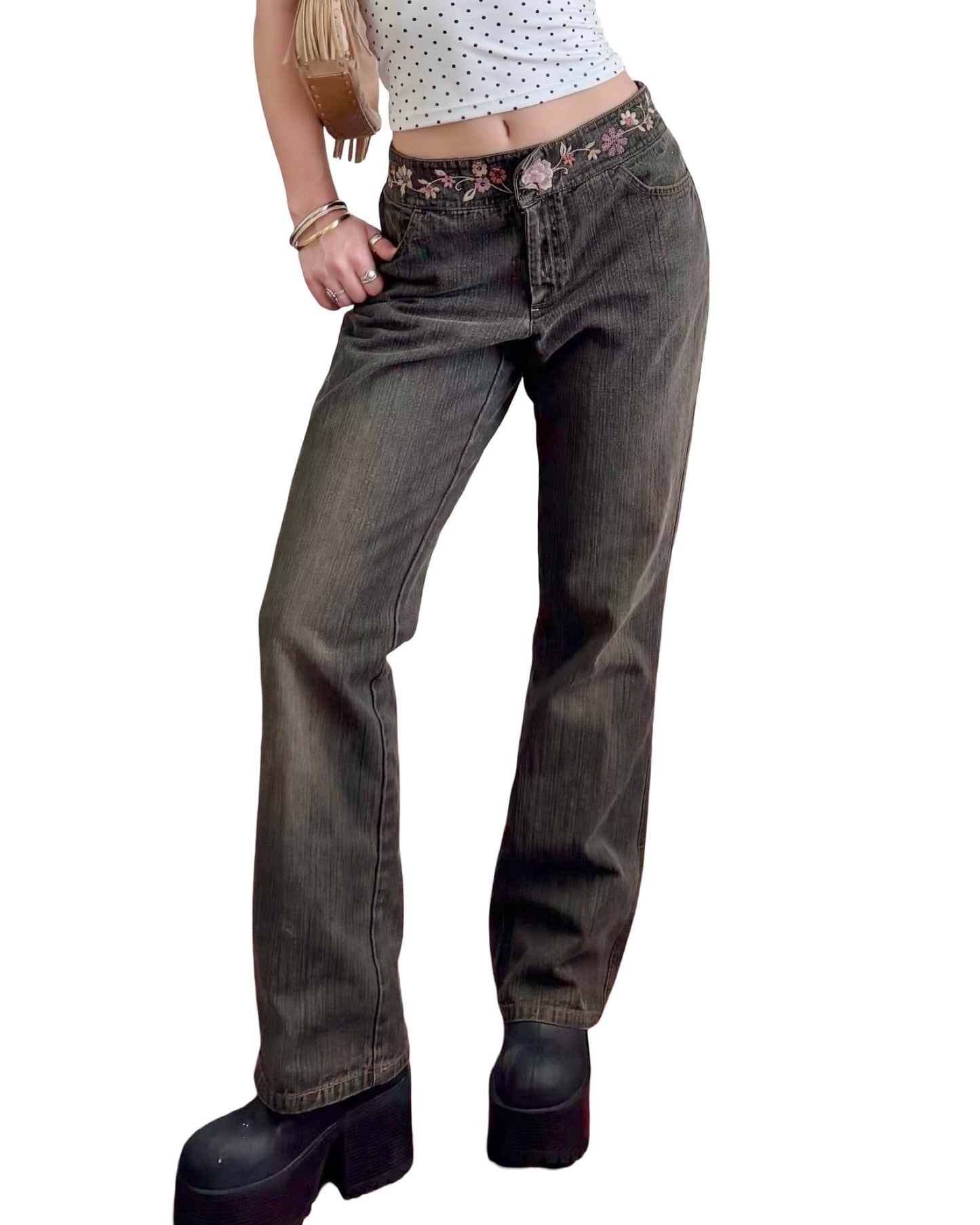 Apostrophe 90's Embroidered Jean | Size 30" Waist